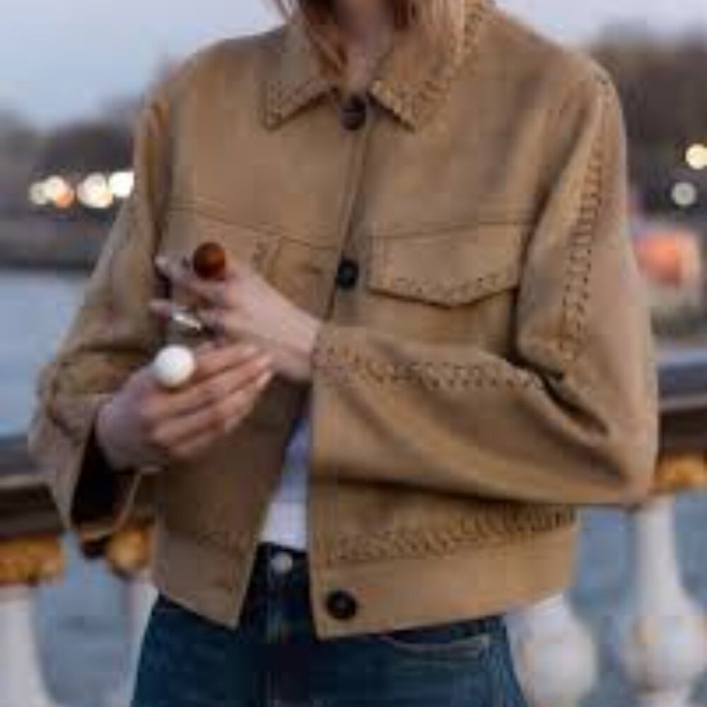 Zara Braided Faux Suede Jacket